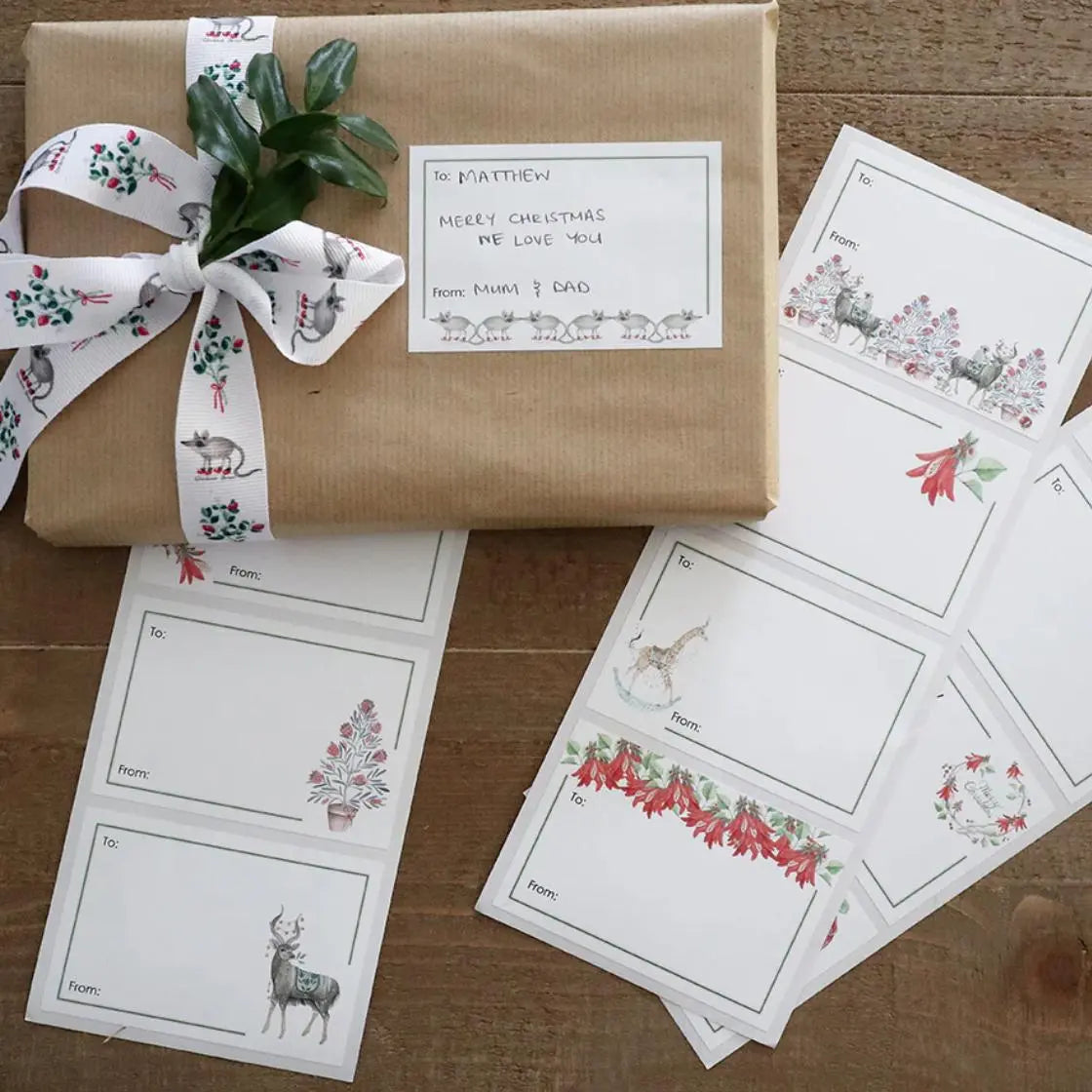 Christmas Gift Stickers Owl in the moss