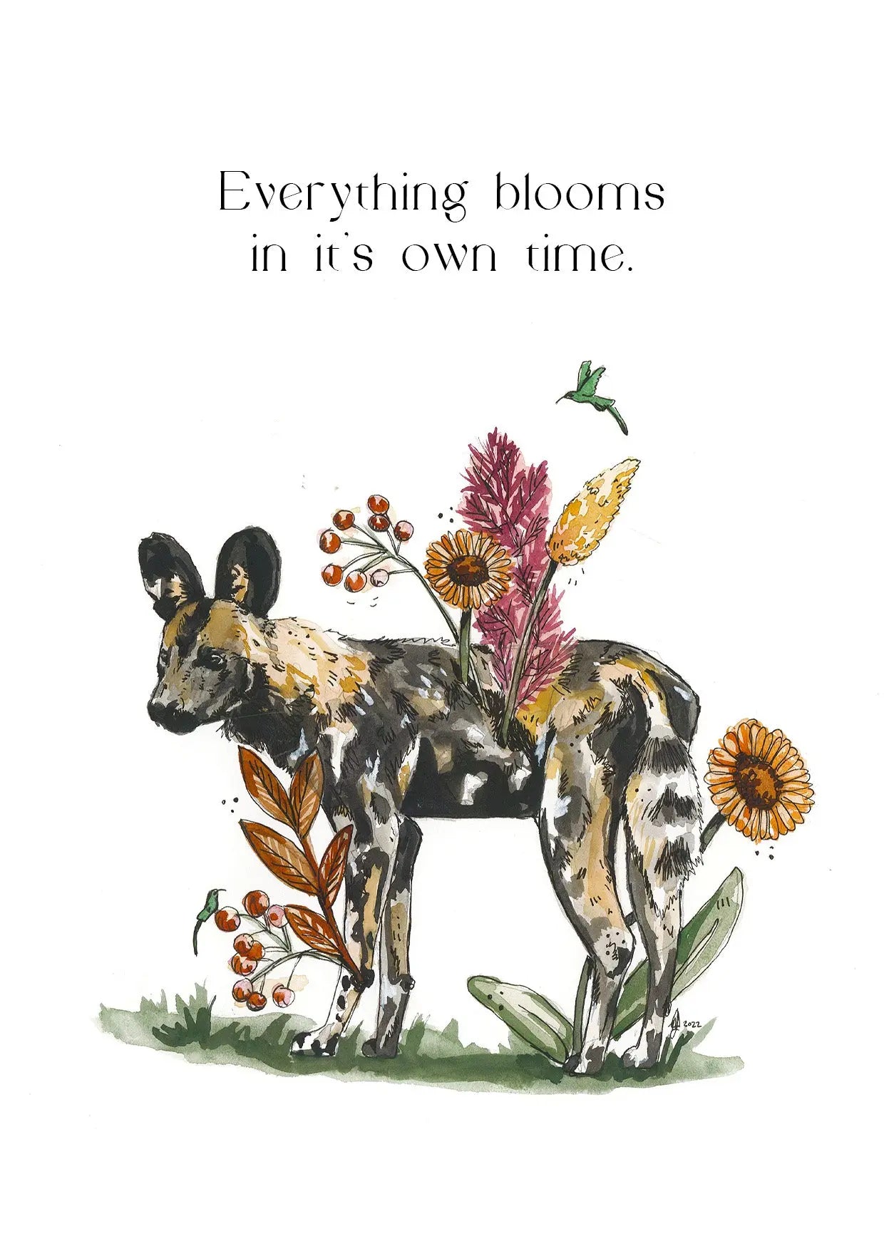 Everything blooms in it's own time - Gift Card Mareli Illustrations