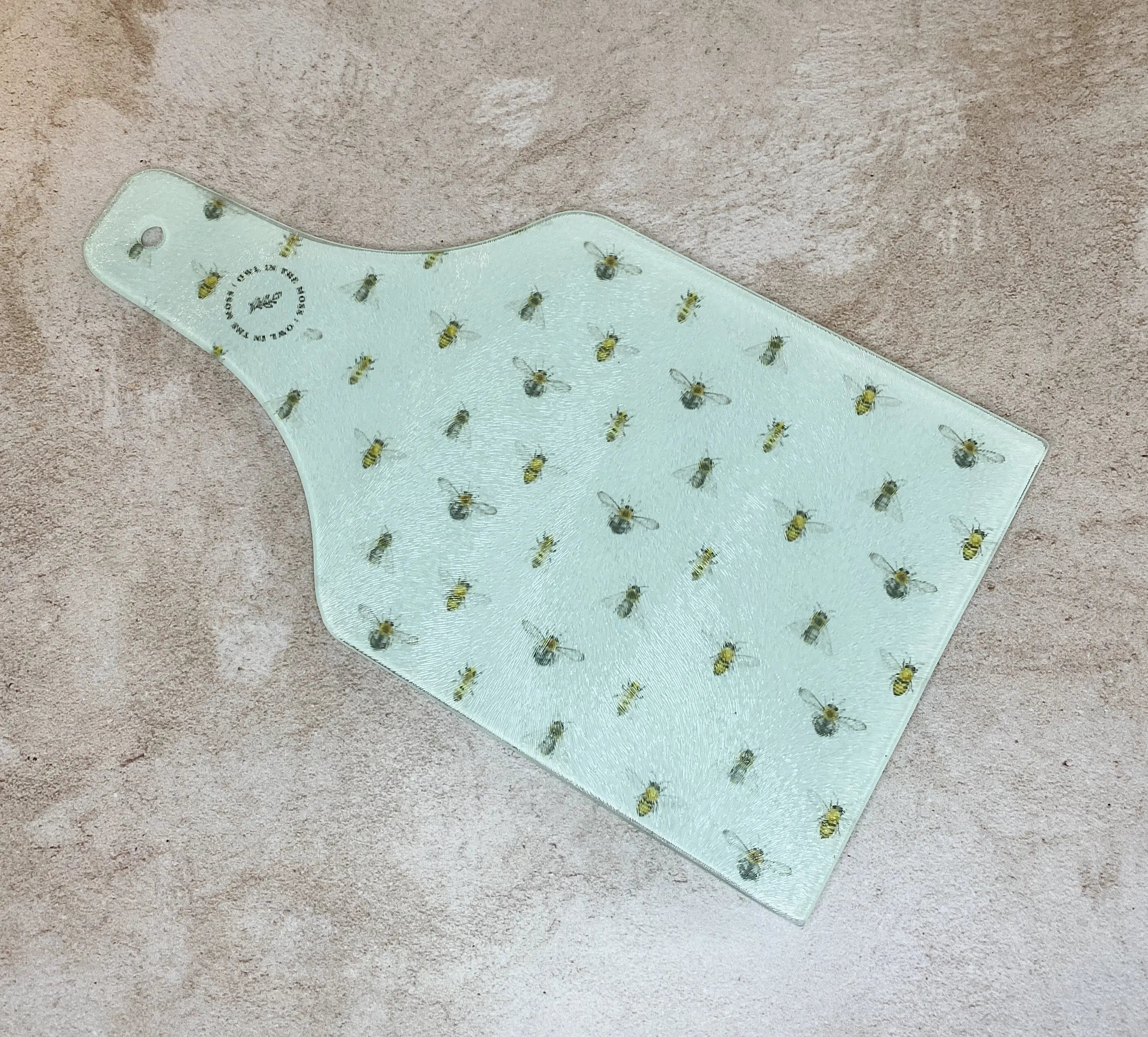 Glass Cutting Board - Bees Owl in the moss