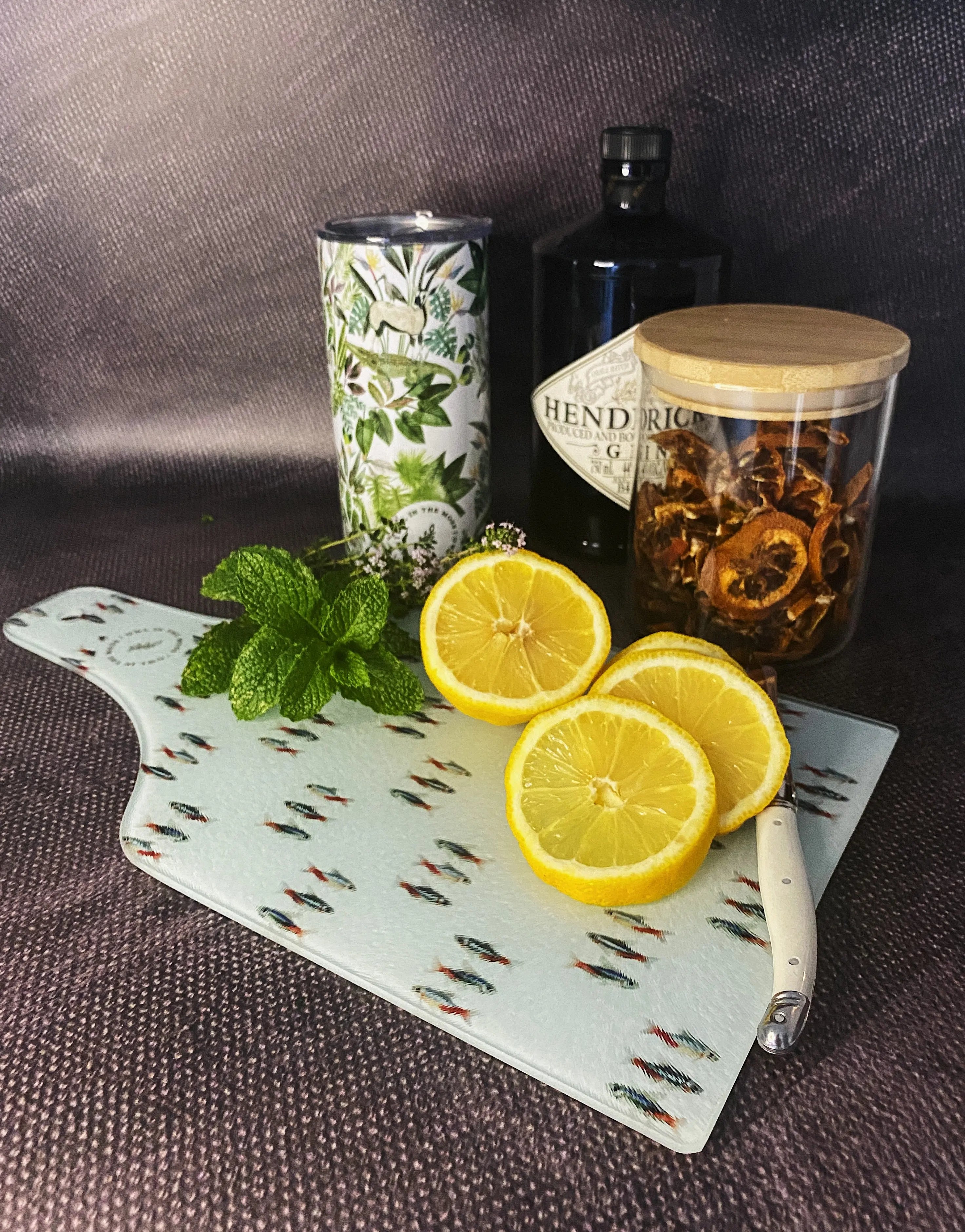 Glass Cutting Board - Neons Owl in the moss