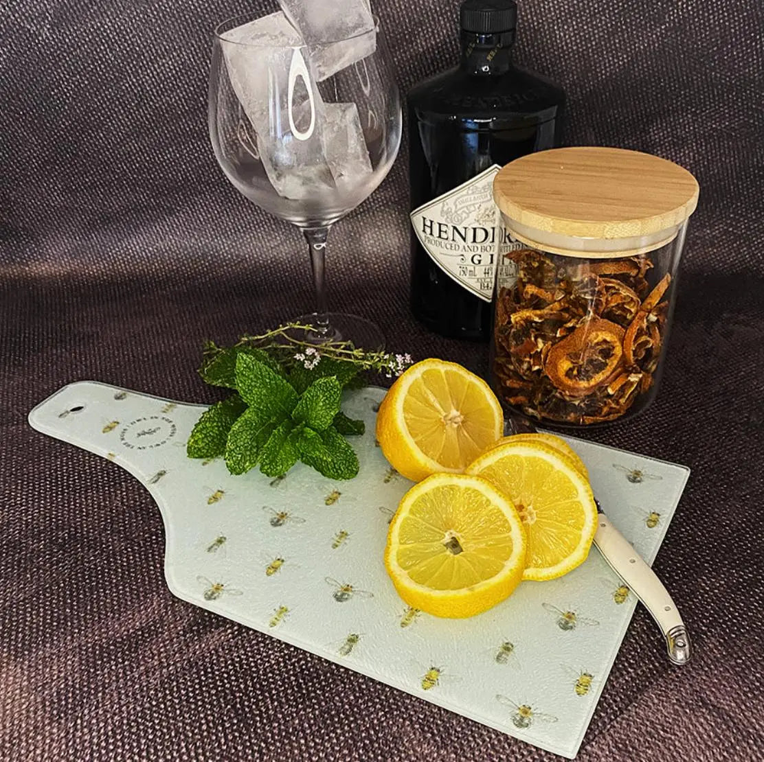 Glass Cutting Board - African Delft Owl in the moss south africa gift